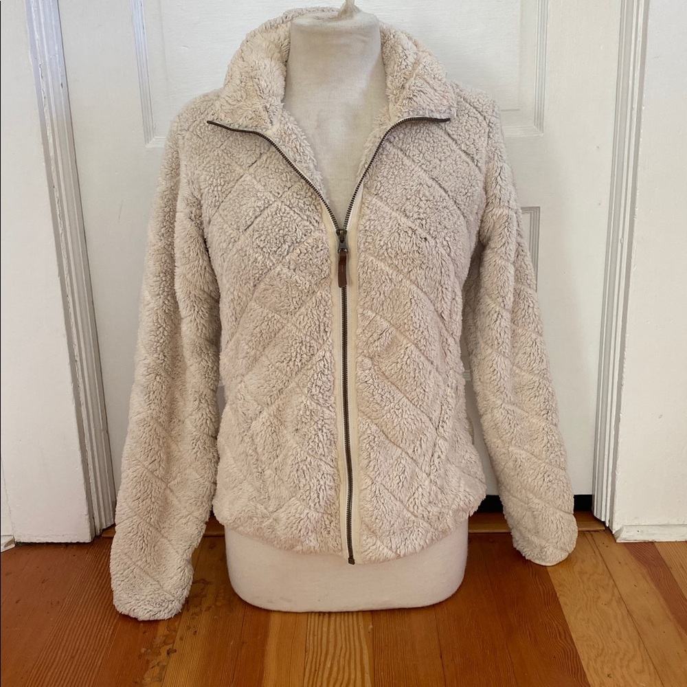 Columbia Quilted Fleece Full Zip‎ Cream Jacket Small
